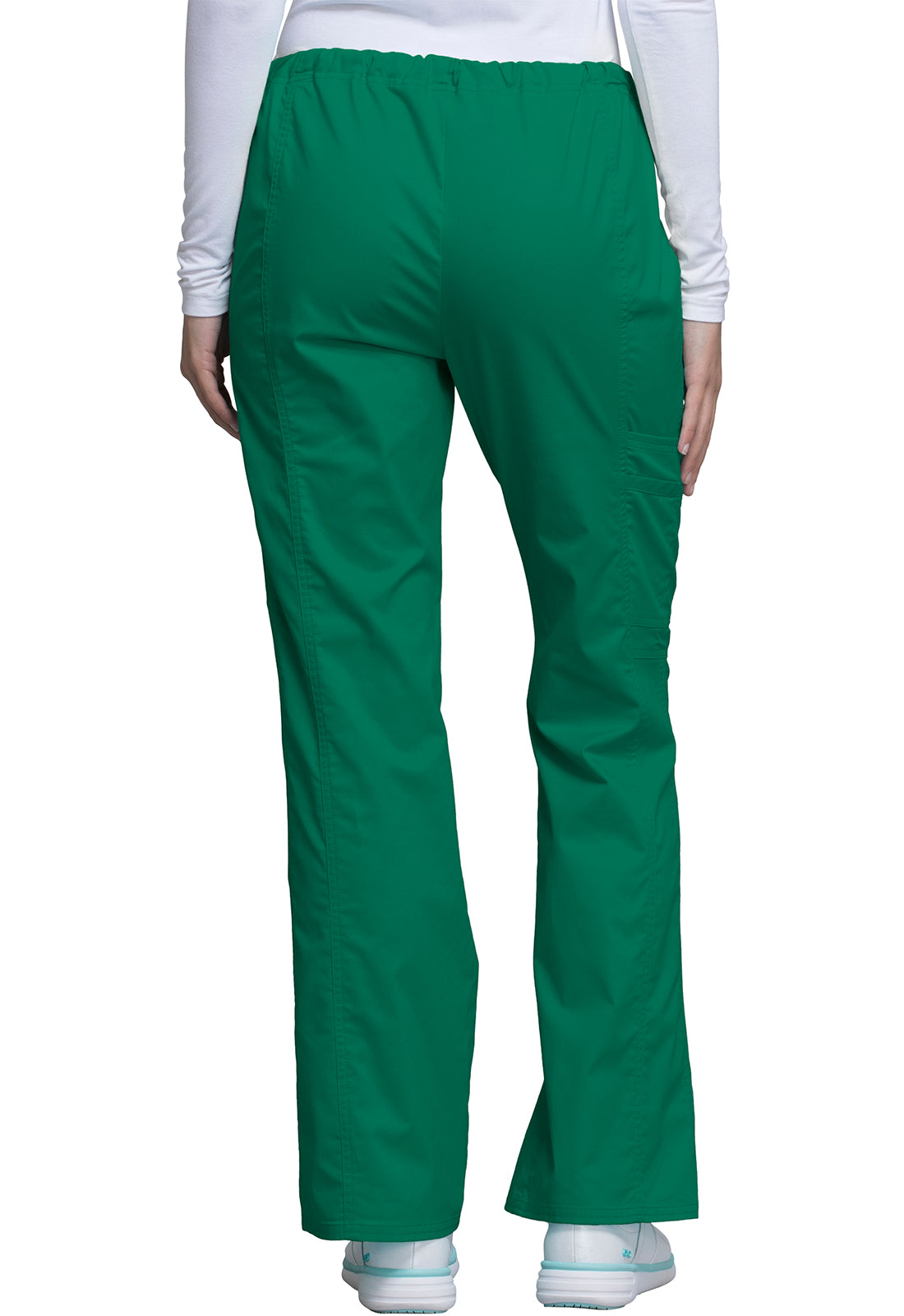 Core Stretch 4044 Mid Rise Drawstring Cargo Pants Hunter Green Model Image Back | Cherokee Workwear