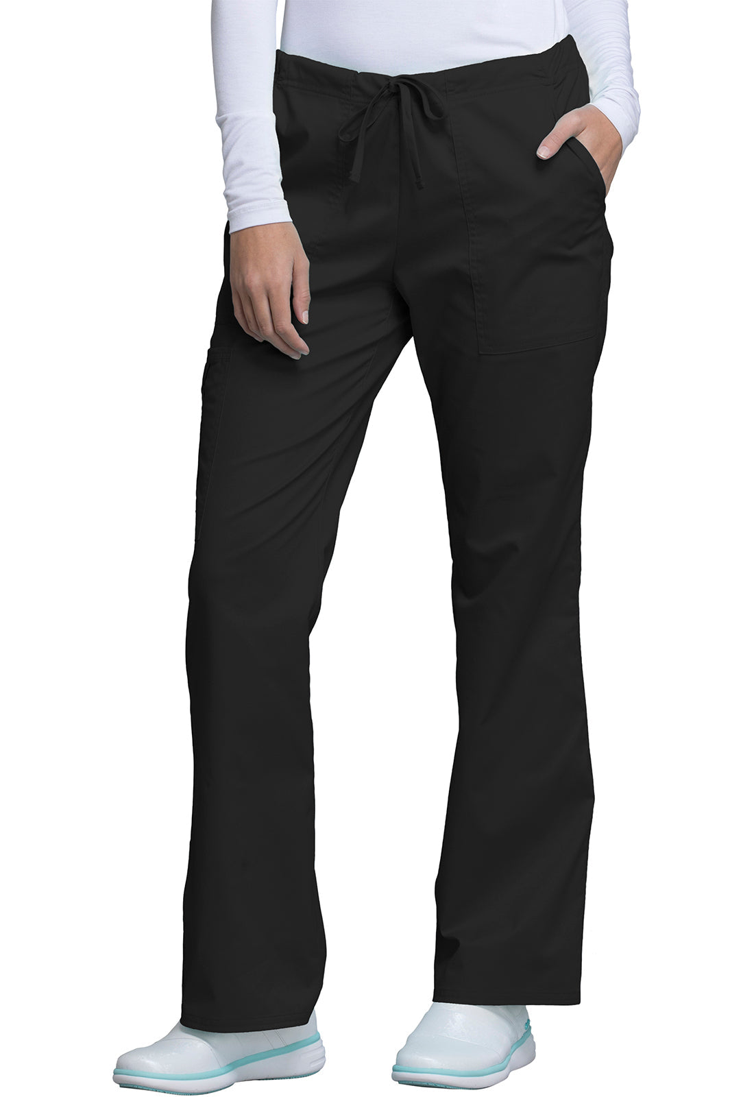 Core Stretch 4044 Mid Rise Drawstring Cargo Pants Black