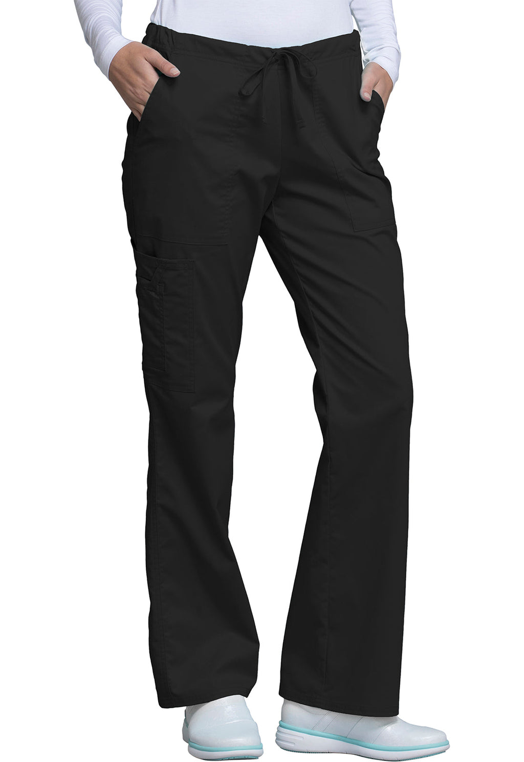 Core Stretch 4044 Mid Rise Drawstring Cargo Pants Black
