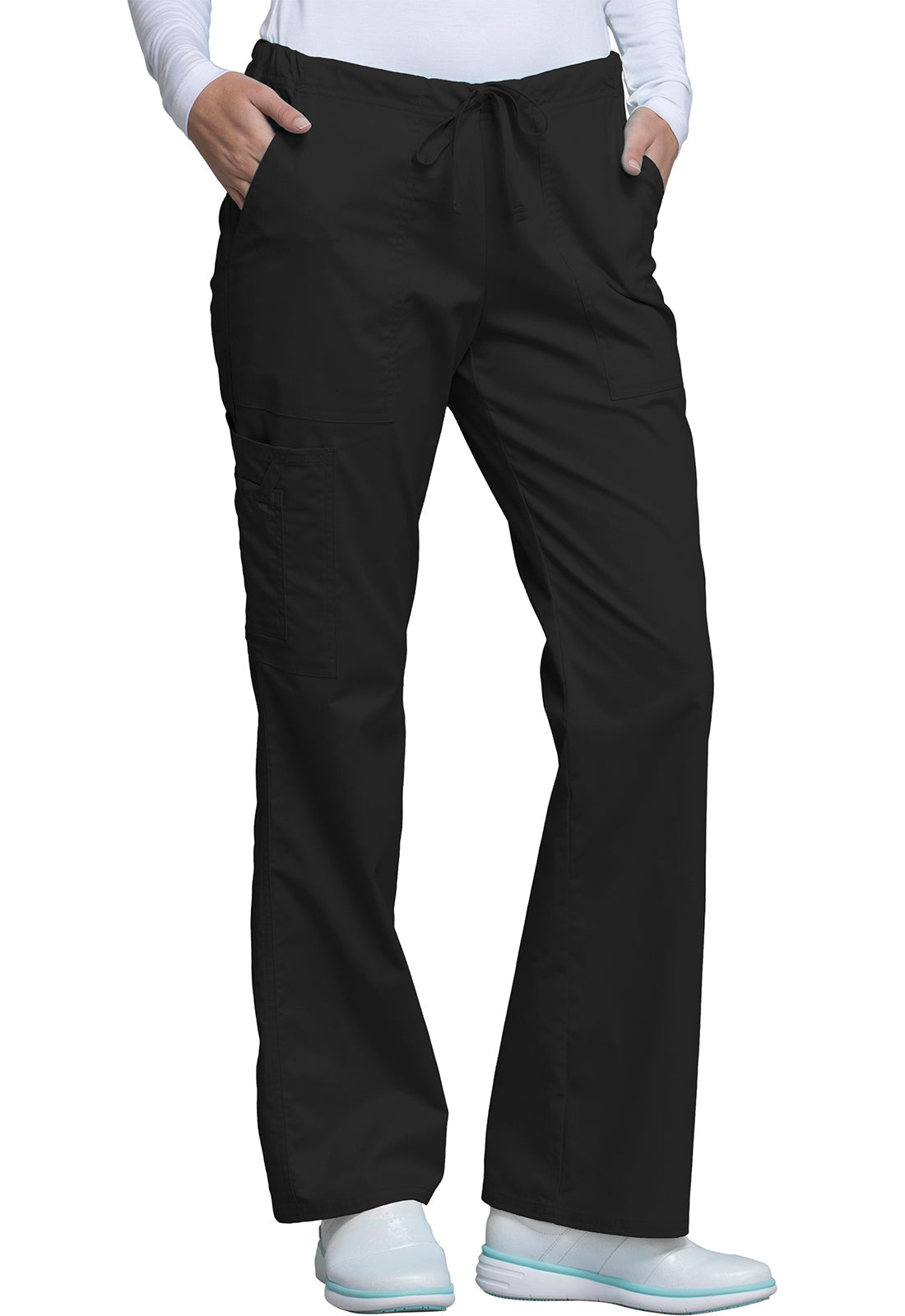 Core Stretch 4044 Mid Rise Drawstring Cargo Pants Black