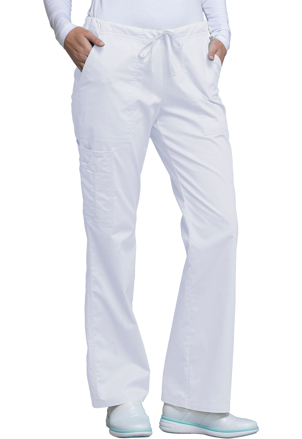 Core Stretch 4044 Mid Rise Drawstring Cargo Pants White