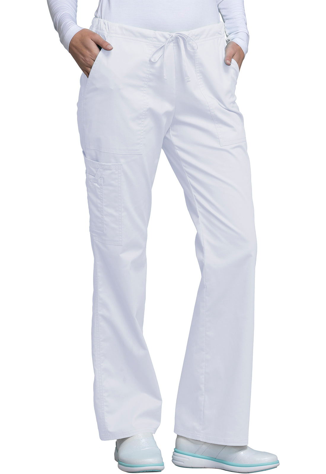 Core Stretch 4044 Mid Rise Drawstring Cargo Pants White