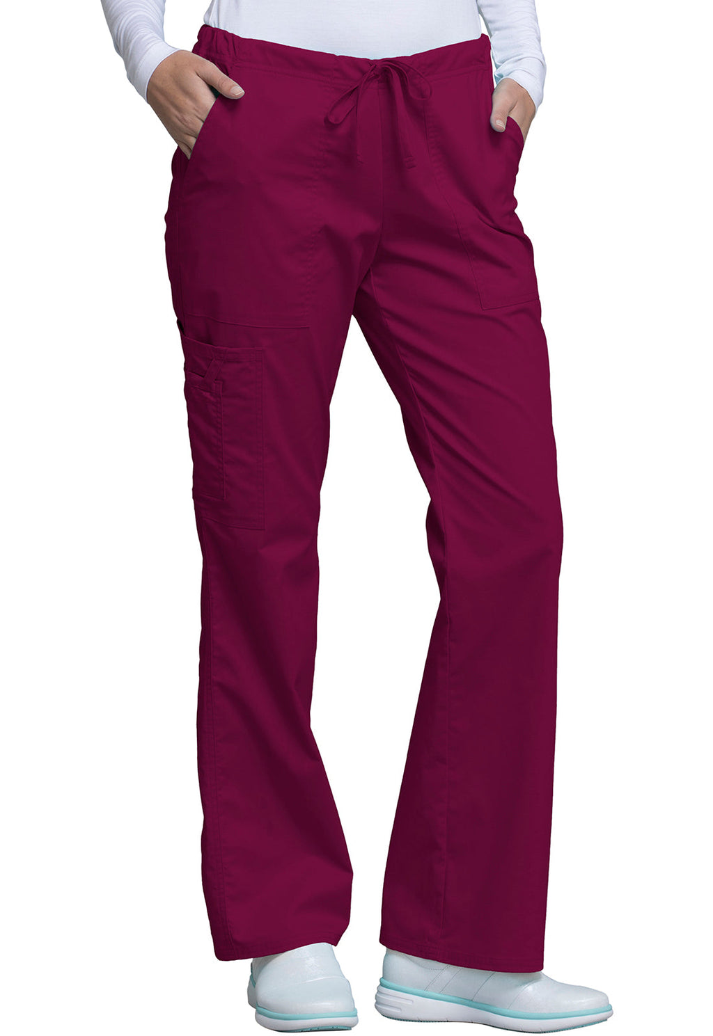 Core Stretch 4044 Mid Rise Drawstring Cargo Pants Wine