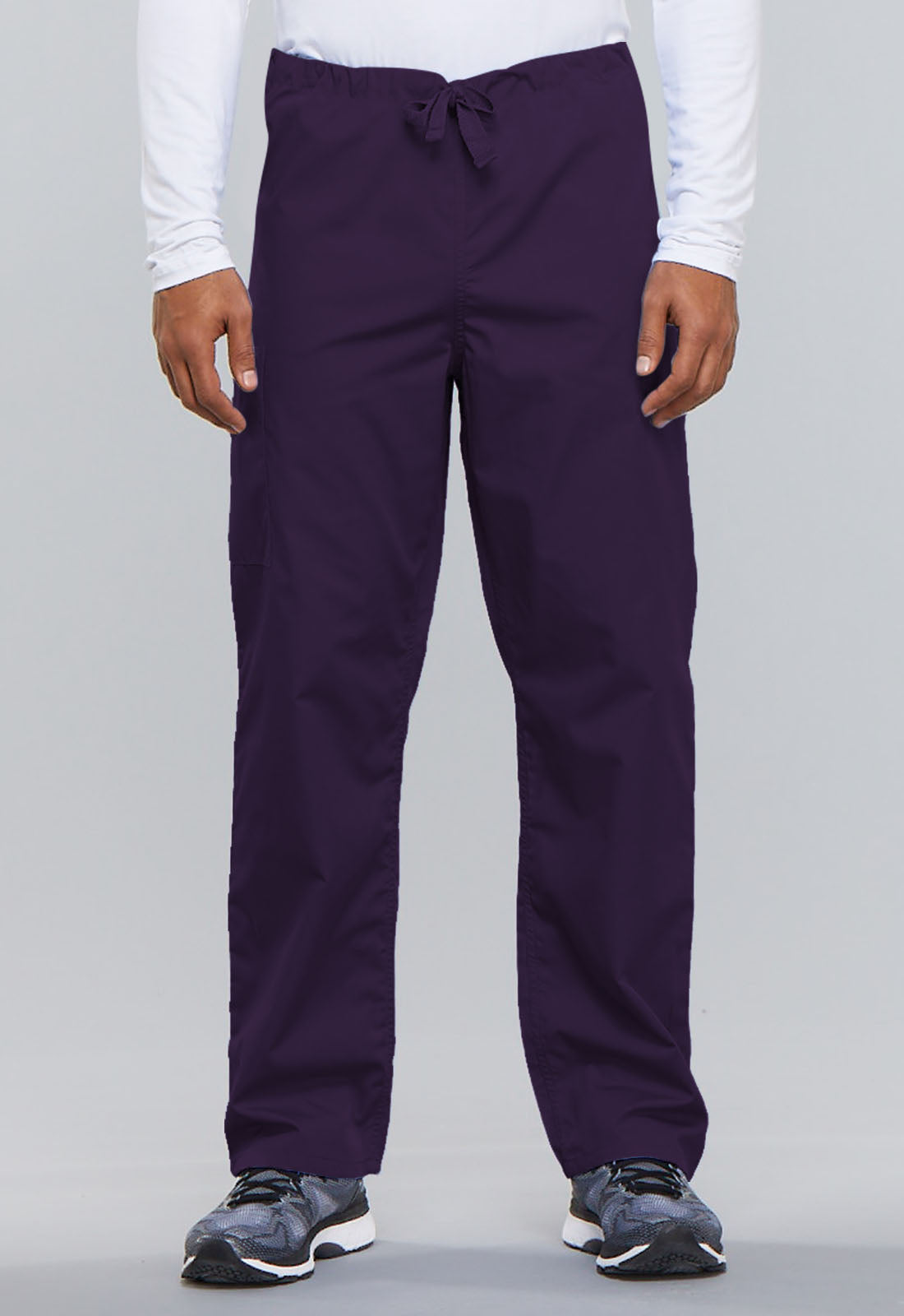Workwear Originals 4100 Unisex Unisex Drawstring Cargo Scrub Pants Eggplant