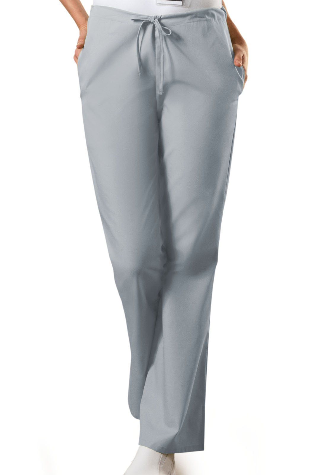 Workwear Originals 4101 Women's Natural Rise Flare Leg Drawstring Scrub Pants Grey