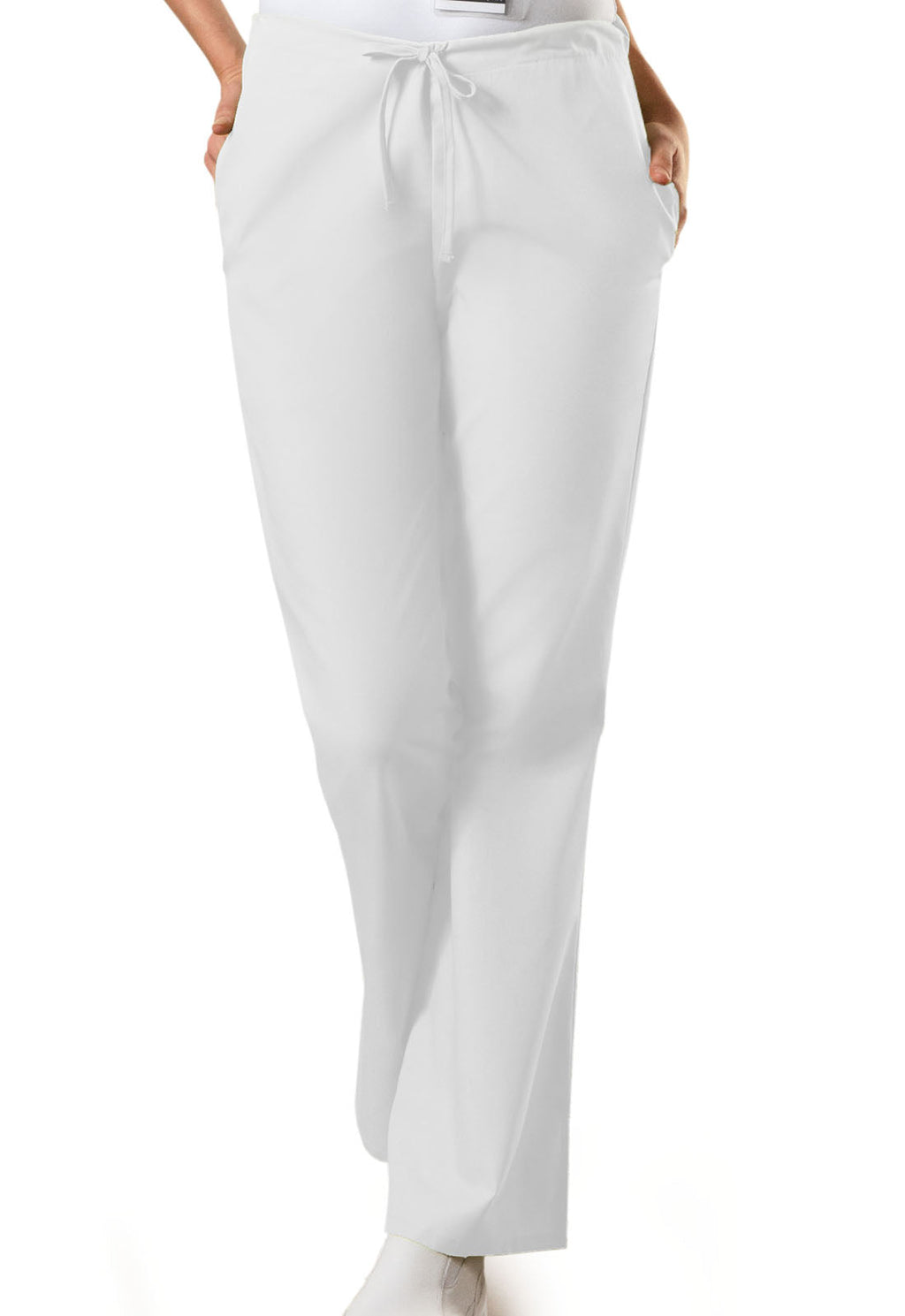 Workwear Originals 4101 Women's Natural Rise Flare Leg Drawstring Scrub Pants White