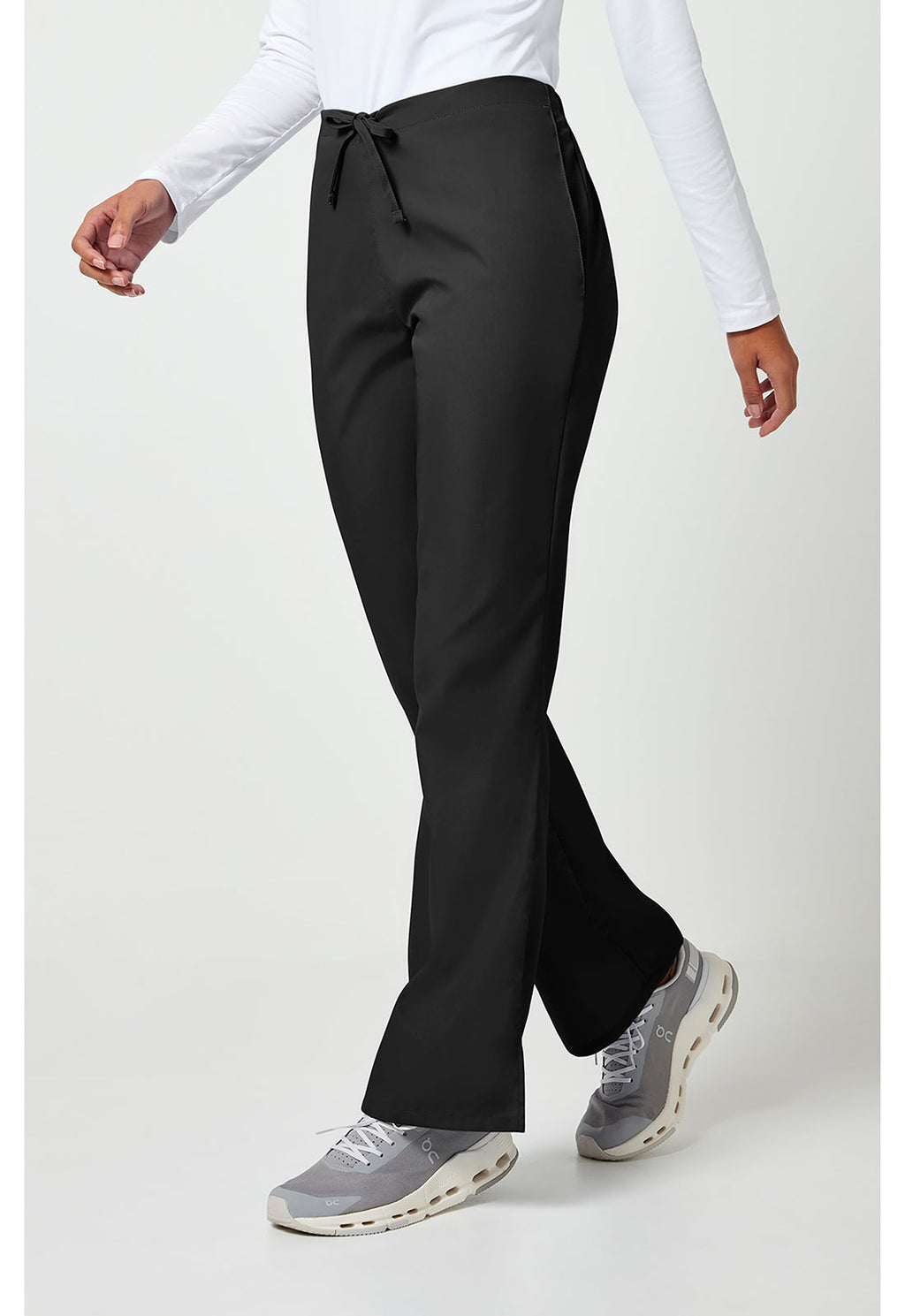 Workwear Originals 4101 Women's Natural Rise Flare Leg Drawstring Scrub Pants Black