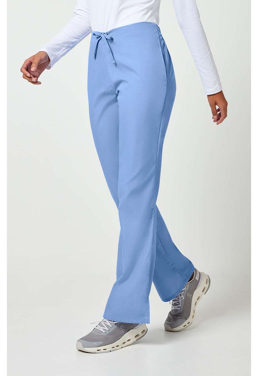 Workwear Originals 4101 Women's Natural Rise Flare Leg Drawstring Scrub Pants Ciel