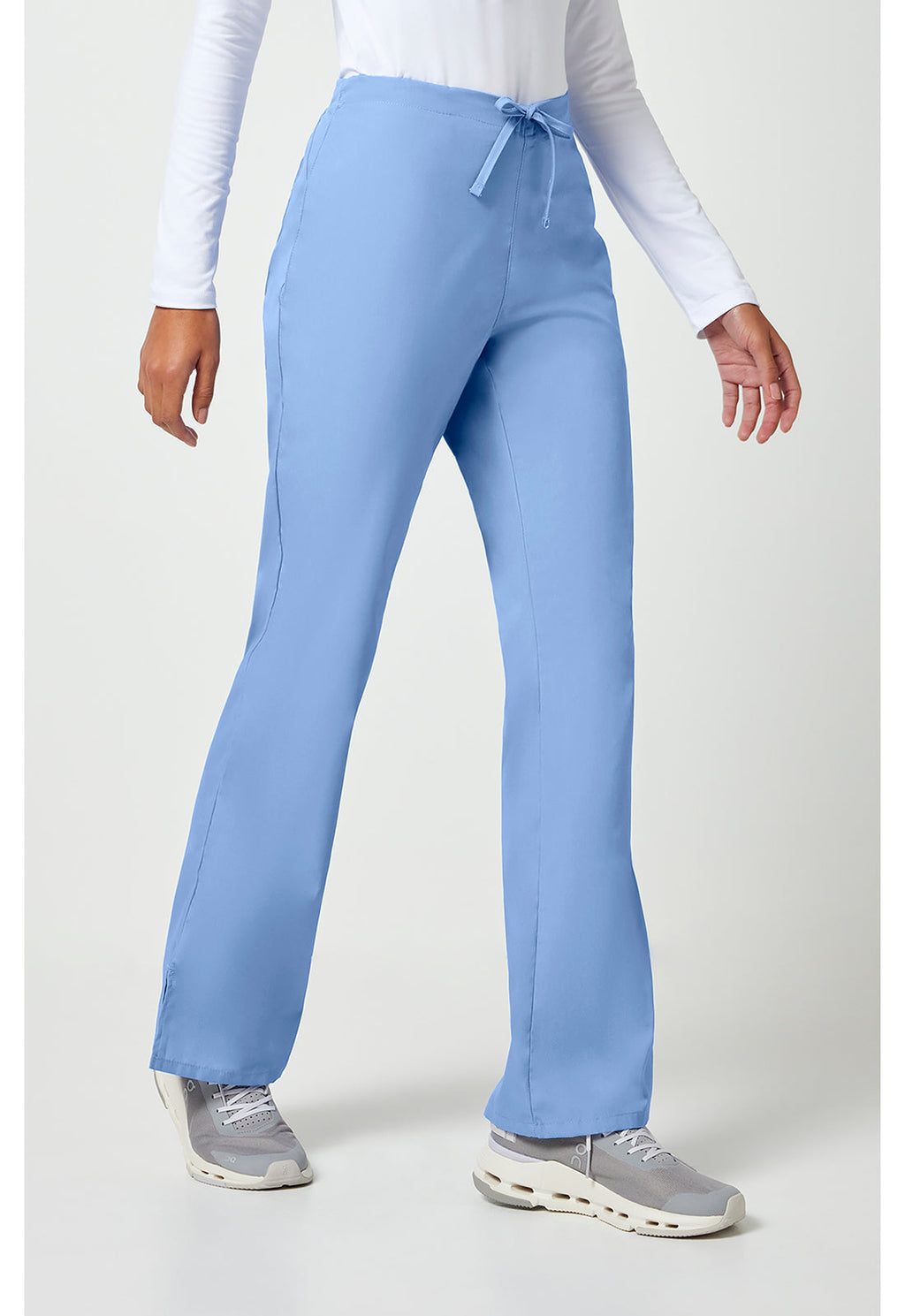 Workwear Originals 4101 Women's Natural Rise Flare Leg Drawstring Scrub Pants Ciel