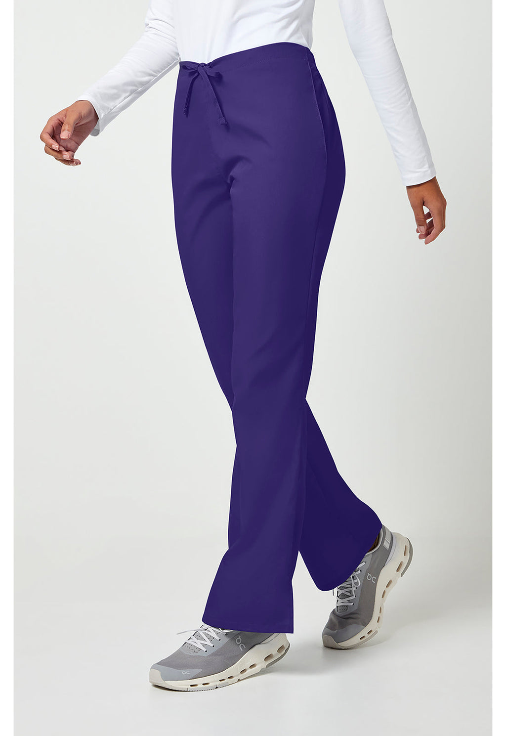 Workwear Originals 4101 Women's Natural Rise Flare Leg Drawstring Scrub Pants Grape