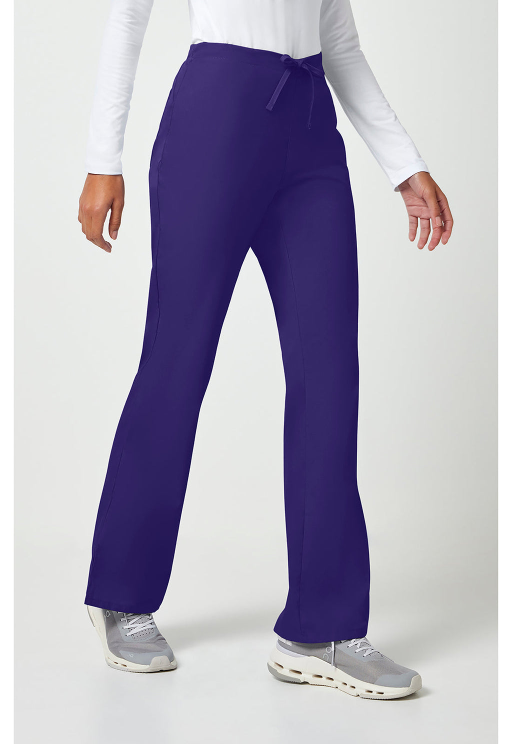 Workwear Originals 4101 Women's Natural Rise Flare Leg Drawstring Scrub Pants Grape