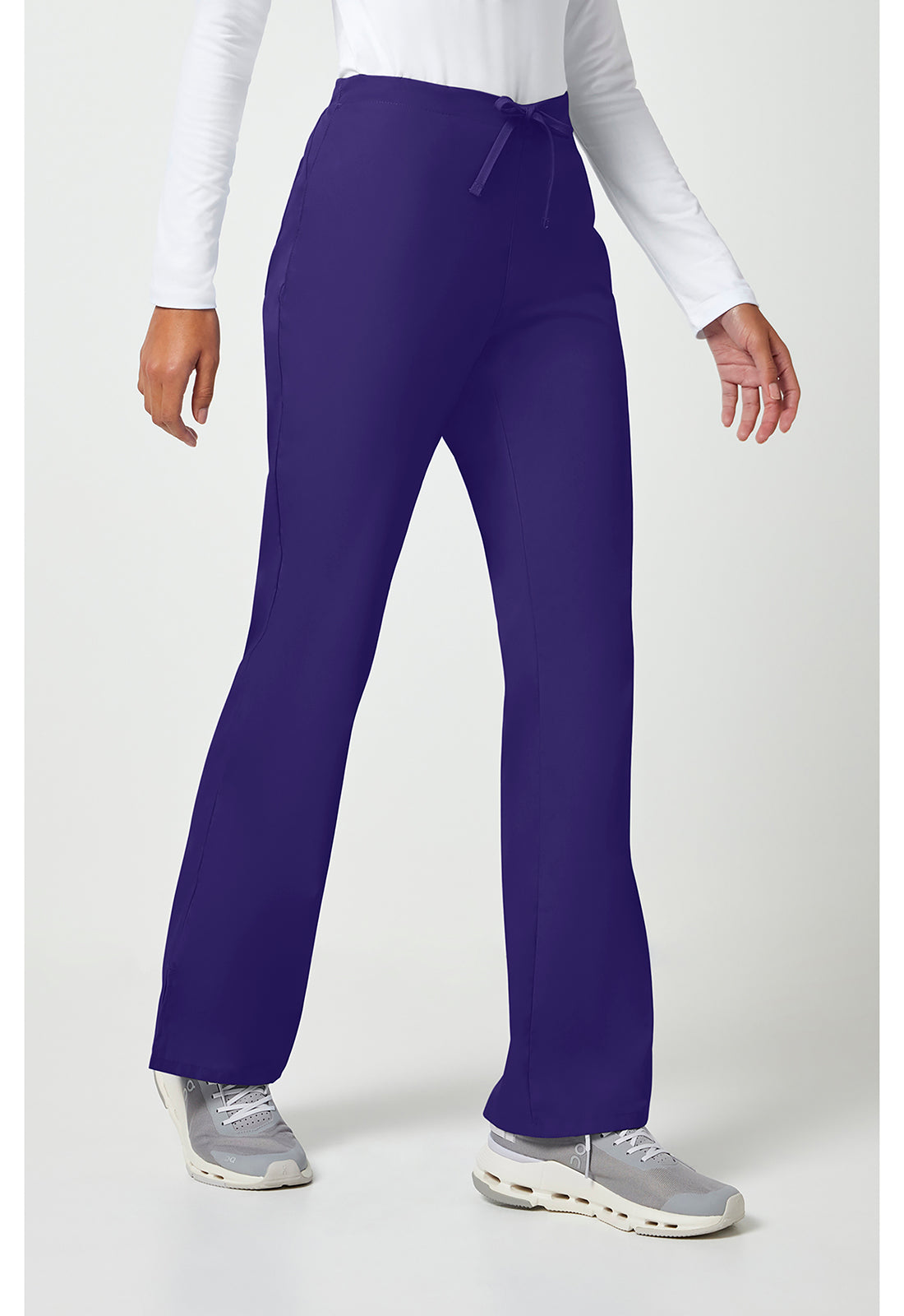 Workwear Originals 4101 Women's Natural Rise Flare Leg Drawstring Scrub Pants Grape