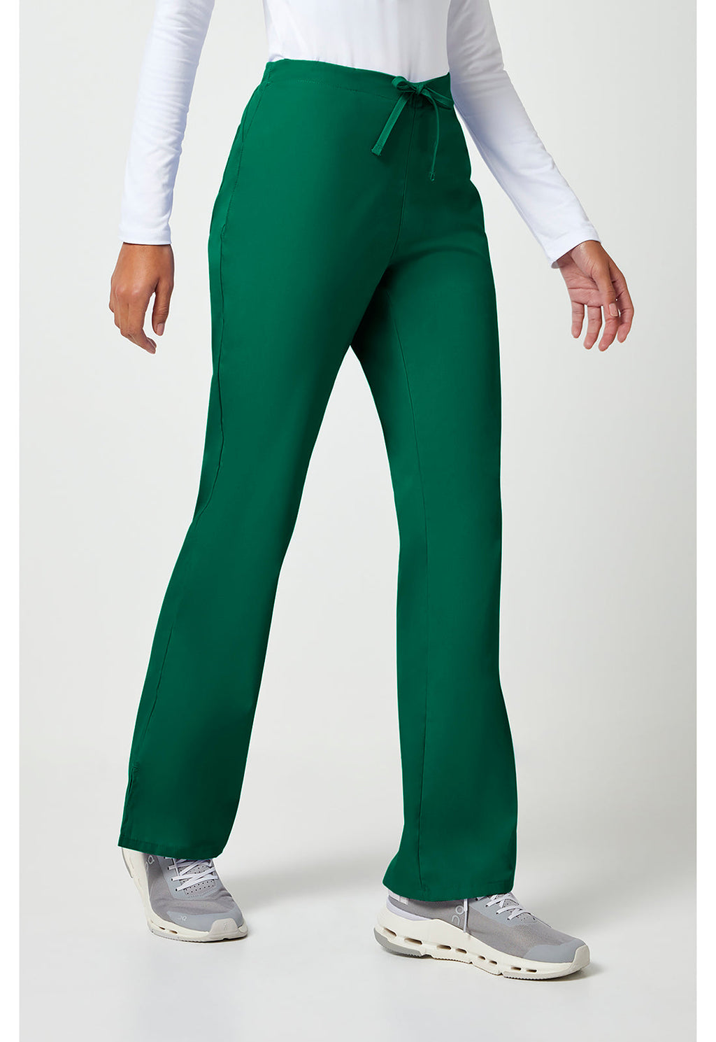 Workwear Originals 4101 Women's Natural Rise Flare Leg Drawstring Scrub Pants Hunter Green