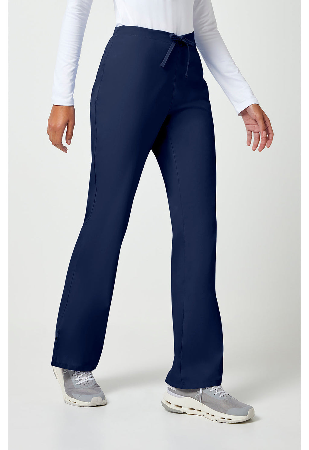 Workwear Originals 4101 Women's Natural Rise Flare Leg Drawstring Scrub Pants Navy