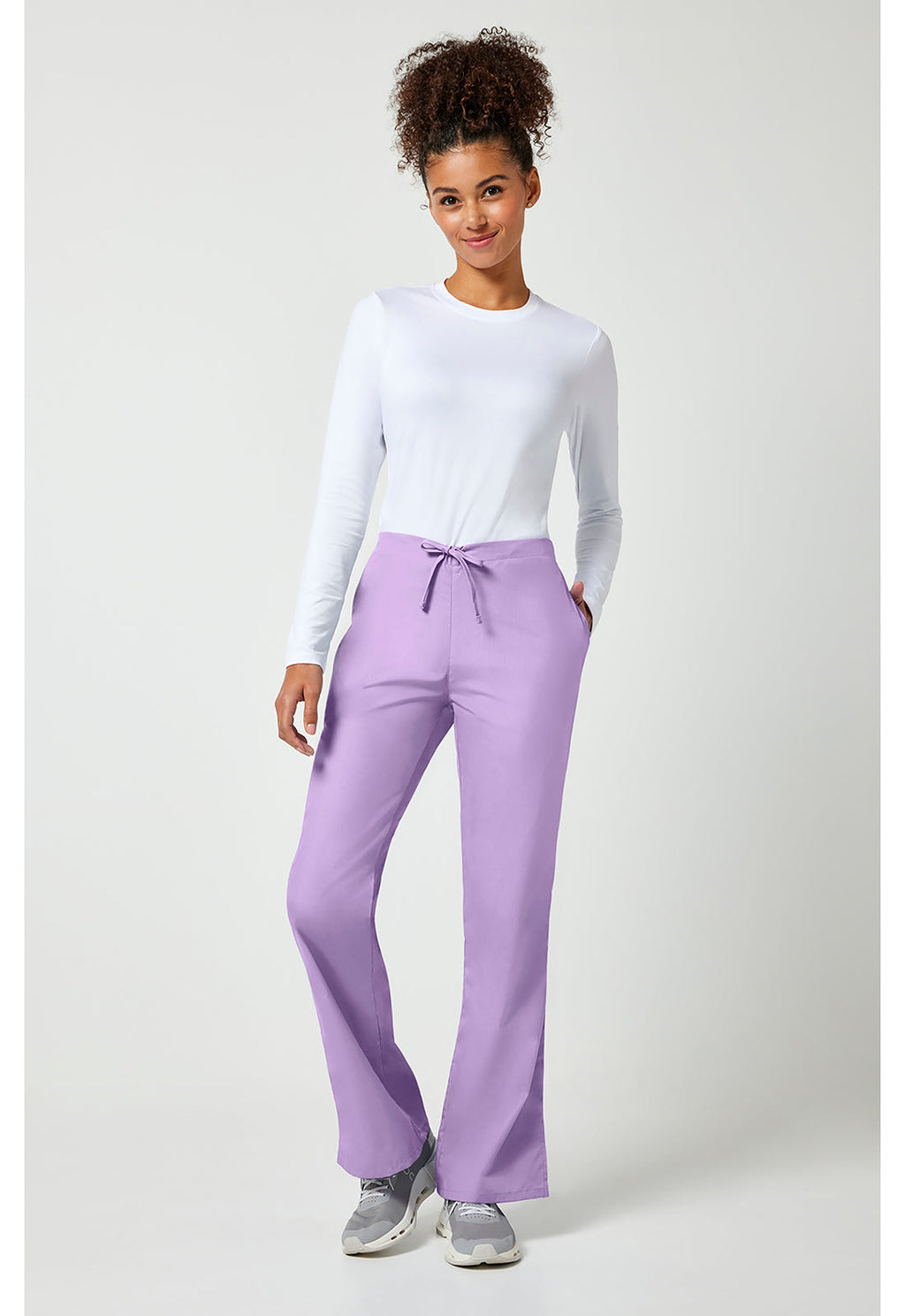 Workwear Originals 4101 Women's Natural Rise Flare Leg Drawstring Scrub Pants Orchid