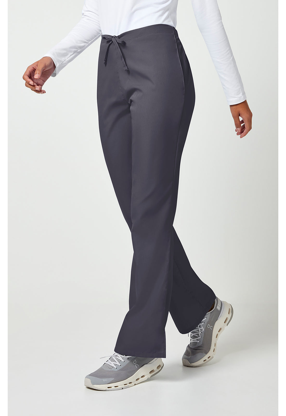 Workwear Originals 4101 Women's Natural Rise Flare Leg Drawstring Scrub Pants Pewter