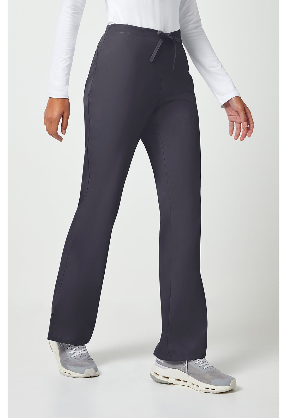 Workwear Originals 4101 Women's Natural Rise Flare Leg Drawstring Scrub Pants Pewter