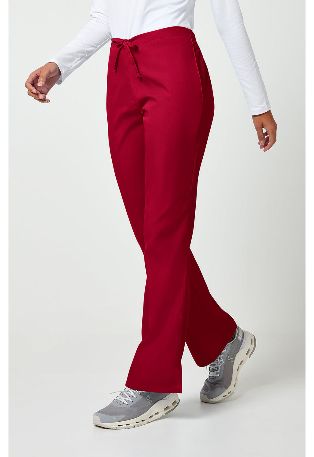 Workwear Originals 4101 Women's Natural Rise Flare Leg Drawstring Scrub Pants Red