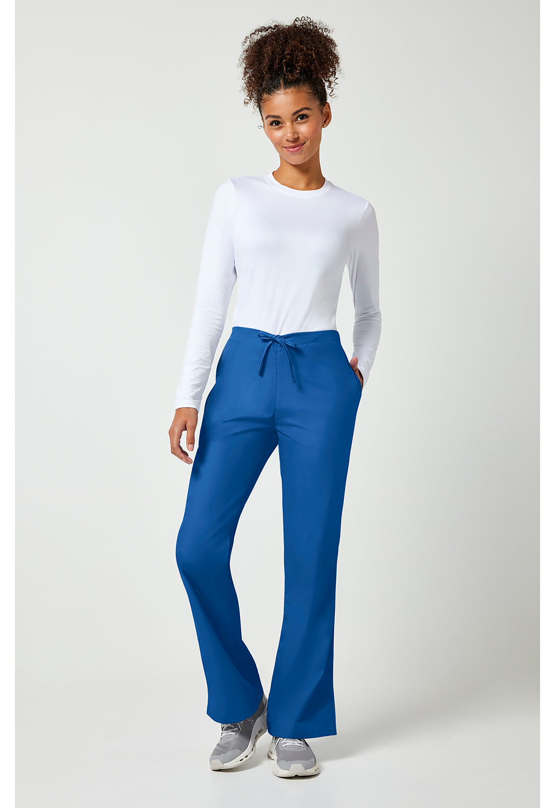 Workwear Originals 4101 Women's Natural Rise Flare Leg Drawstring Scrub Pants Royal