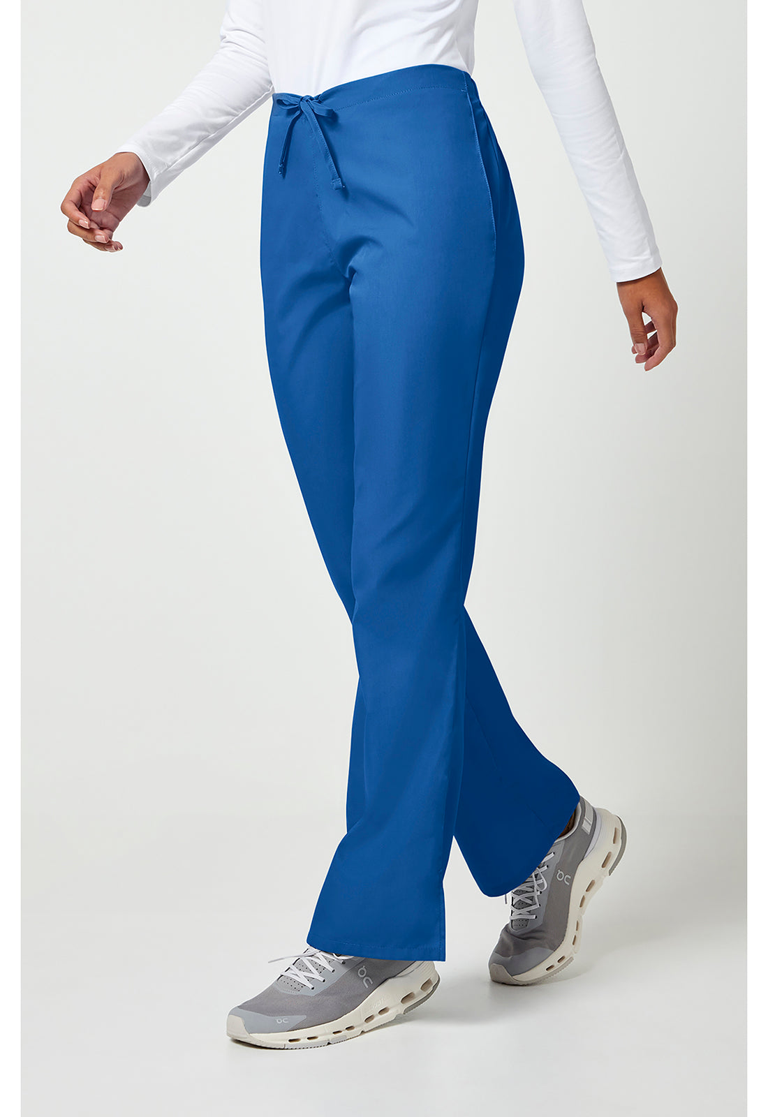 Workwear Originals 4101 Women's Natural Rise Flare Leg Drawstring Scrub Pants Royal