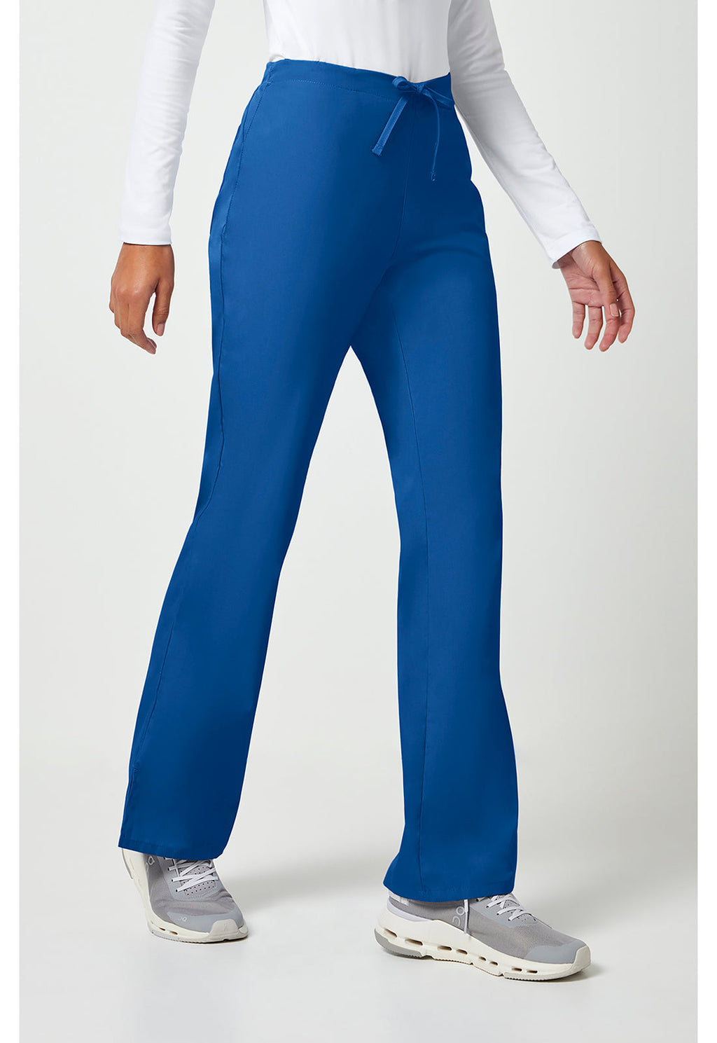 Workwear Originals 4101 Women's Natural Rise Flare Leg Drawstring Scrub Pants Royal