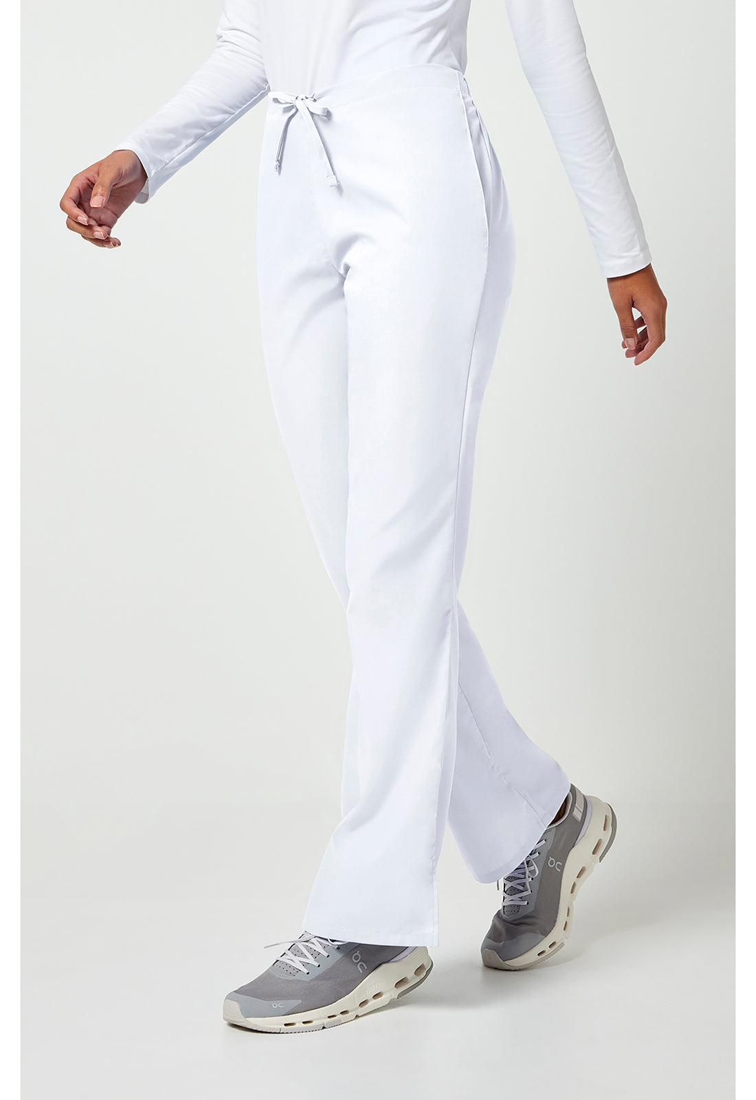 Workwear Originals 4101 Women's Natural Rise Flare Leg Drawstring Scrub Pants White
