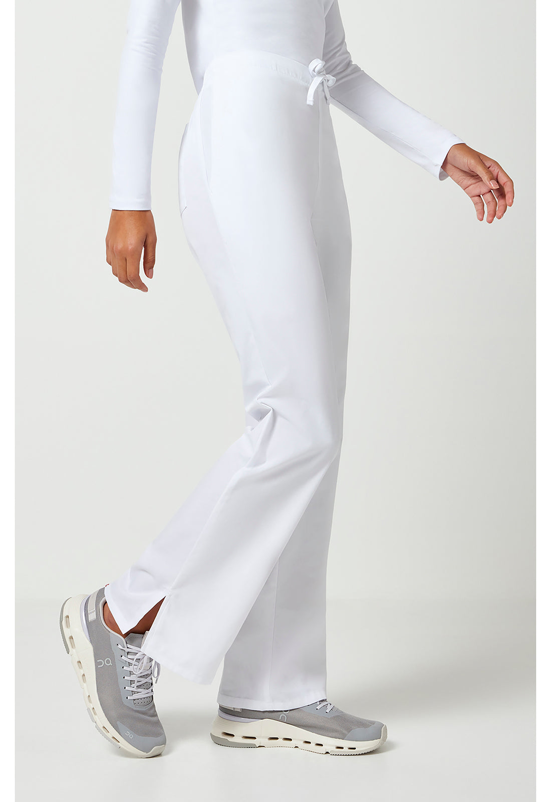 Workwear Originals 4101 Women's Natural Rise Flare Leg Drawstring Scrub Pants White