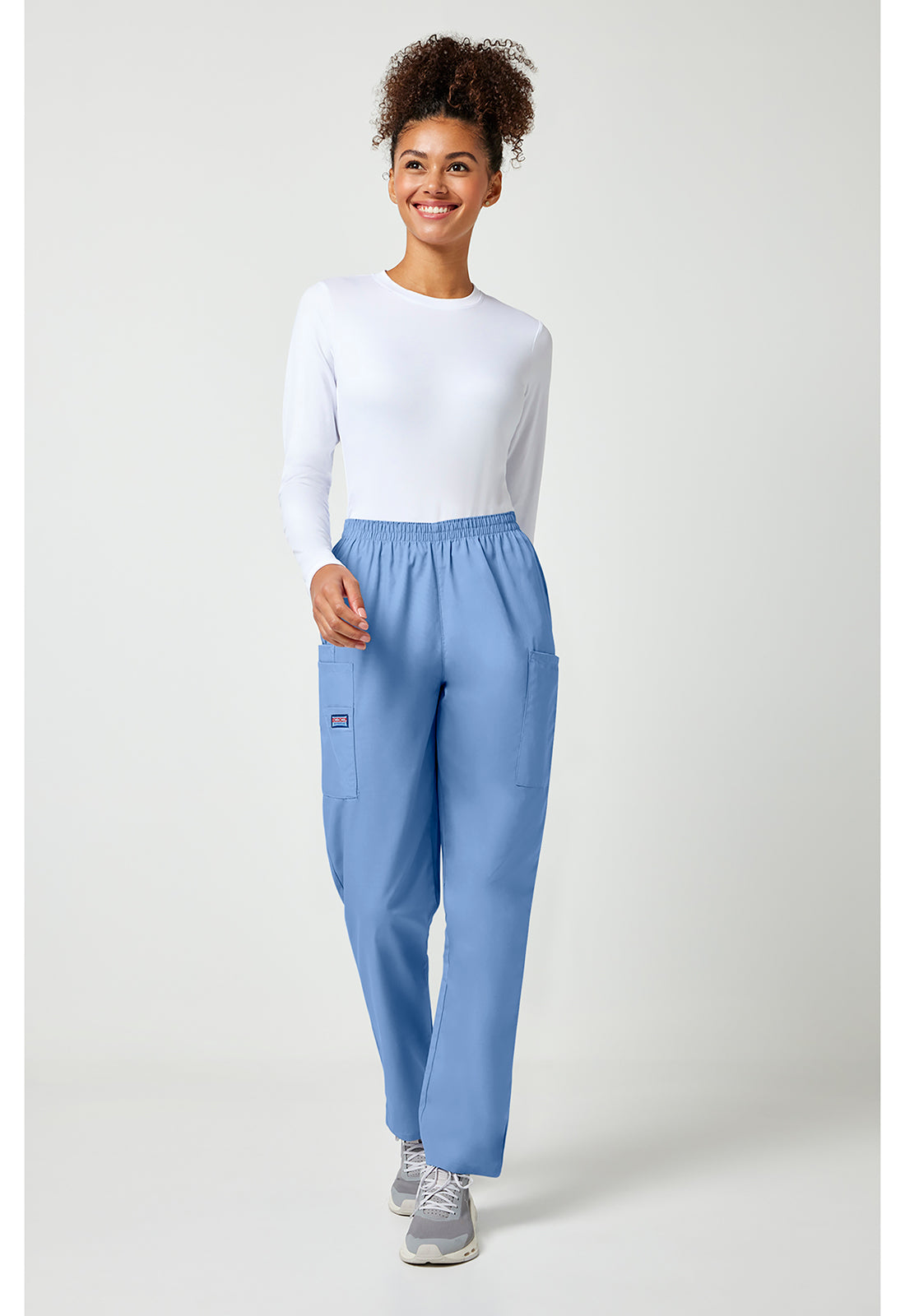 Workwear Originals 4200 Women's Natural Rise Tapered Pull-On Cargo Scrub Pants Ciel