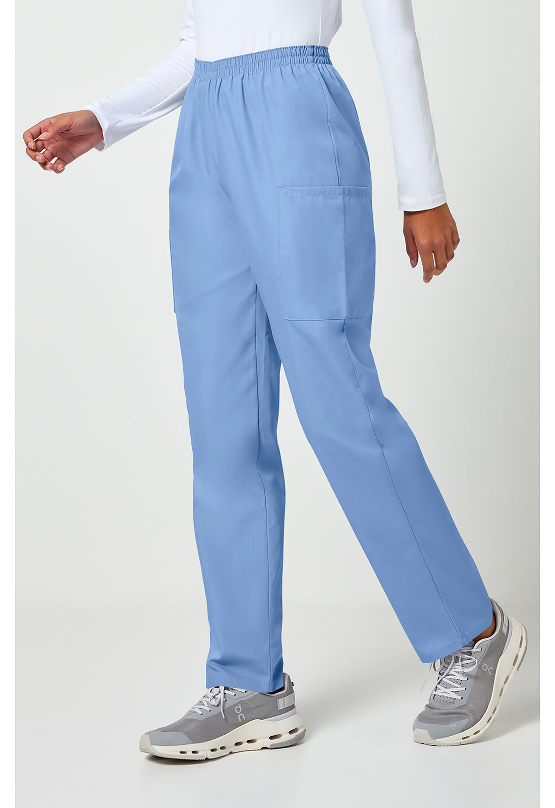 Workwear Originals 4200 Women's Natural Rise Tapered Pull-On Cargo Scrub Pants Ciel
