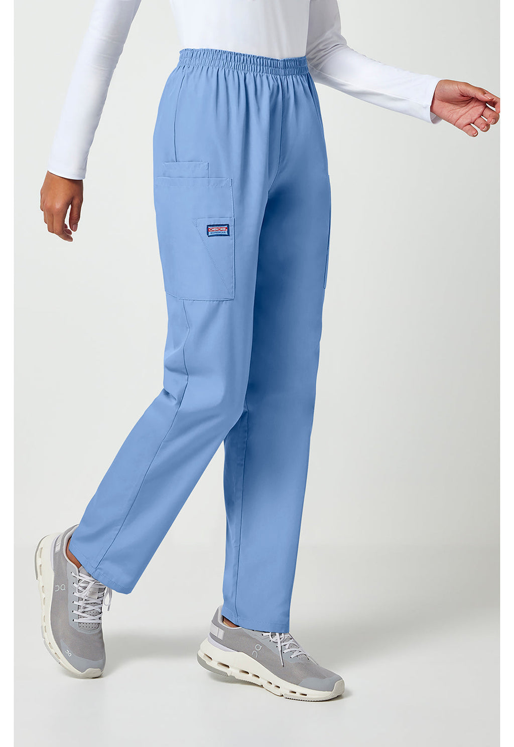 Workwear Originals 4200 Women's Natural Rise Tapered Pull-On Cargo Scrub Pants Ciel