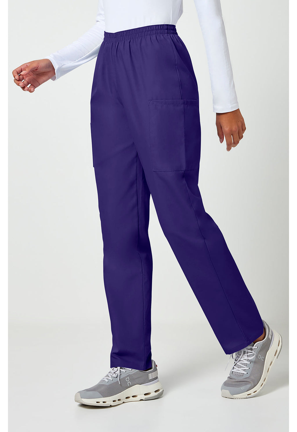 Workwear Originals 4200 Women's Natural Rise Tapered Pull-On Cargo Scrub Pants Grape