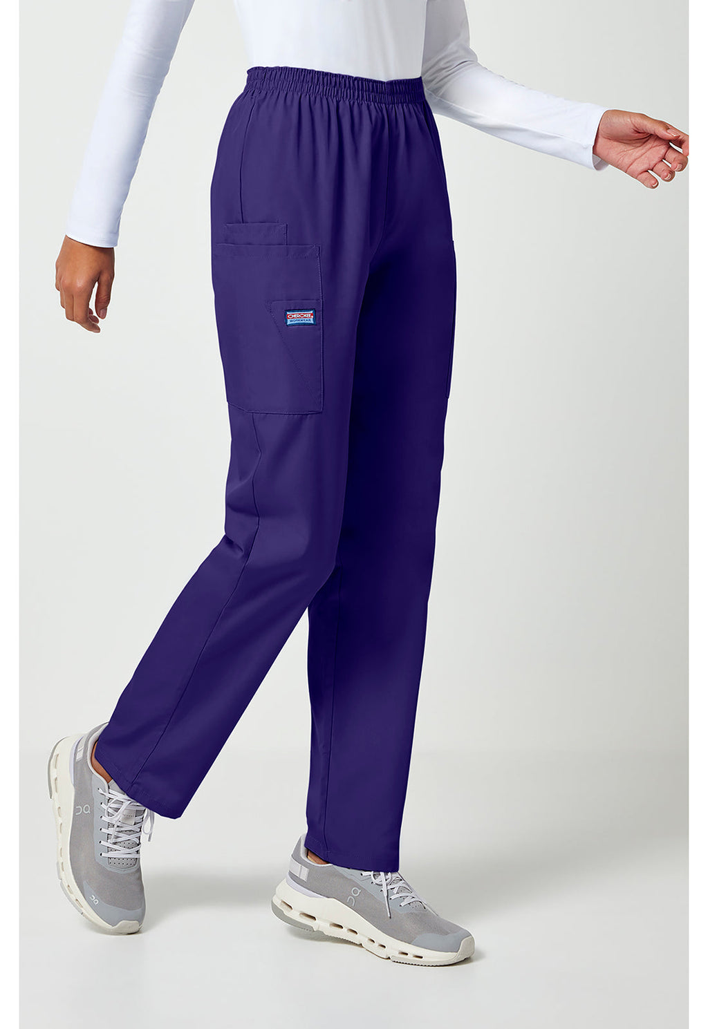 Workwear Originals 4200 Women's Natural Rise Tapered Pull-On Cargo Scrub Pants Grape
