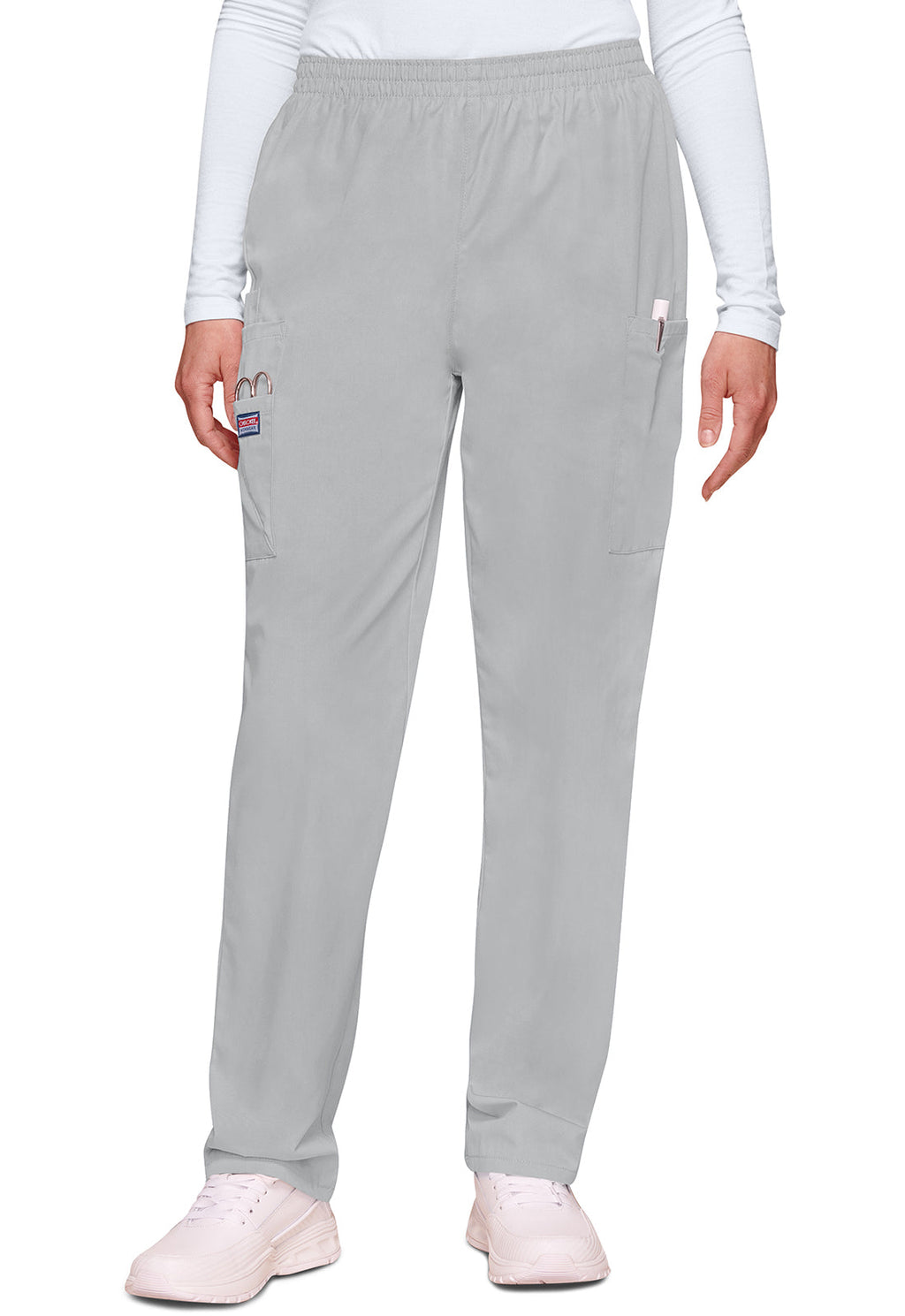 Workwear Originals 4200 Women's Natural Rise Tapered Pull-On Cargo Scrub Pants Grey