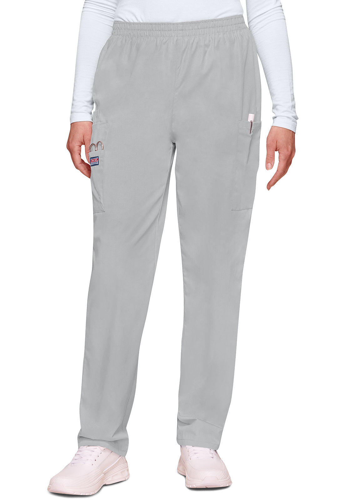 Workwear Originals 4200 Women's Natural Rise Tapered Pull-On Cargo Scrub Pants Grey