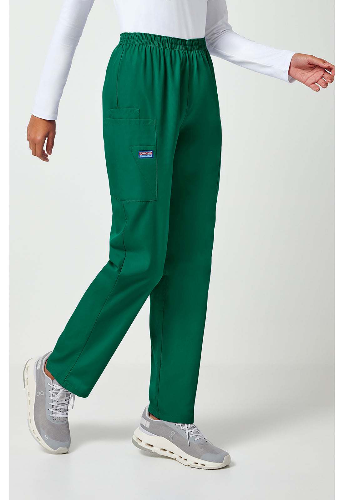 Workwear Originals 4200 Women's Natural Rise Tapered Pull-On Cargo Scrub Pants Hunter Green