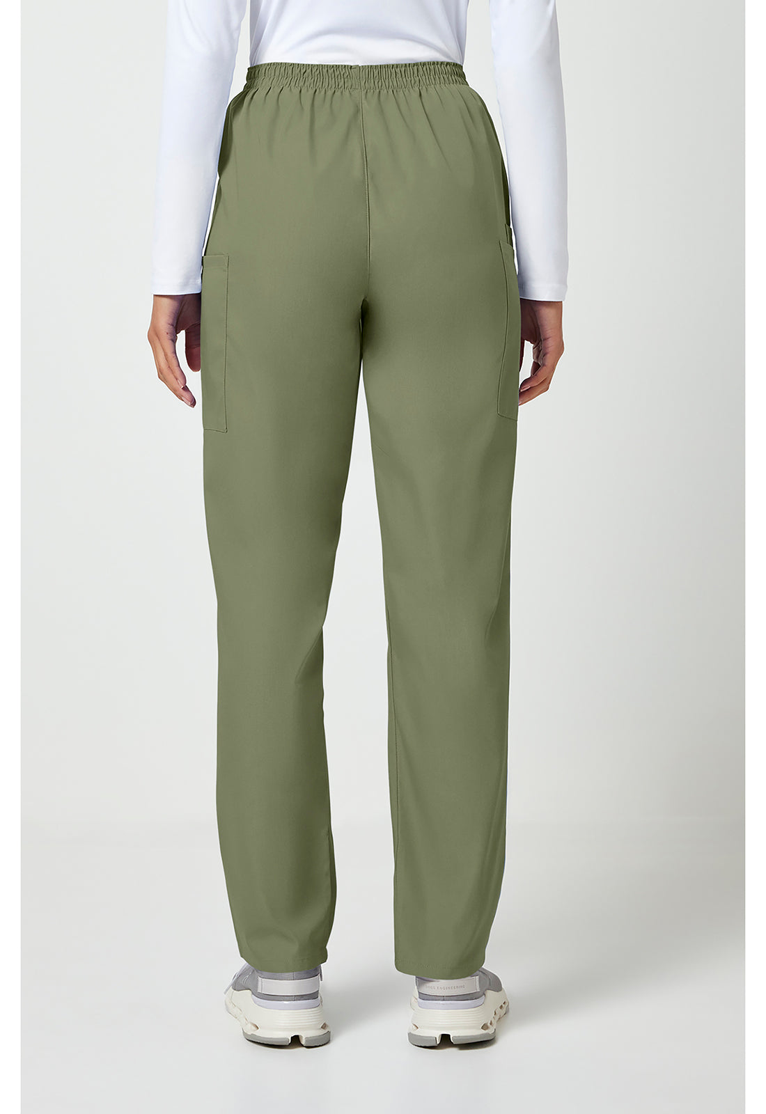 Workwear Originals 4200 Women's Natural Rise Tapered Pull-On Cargo Scrub Pants Olive