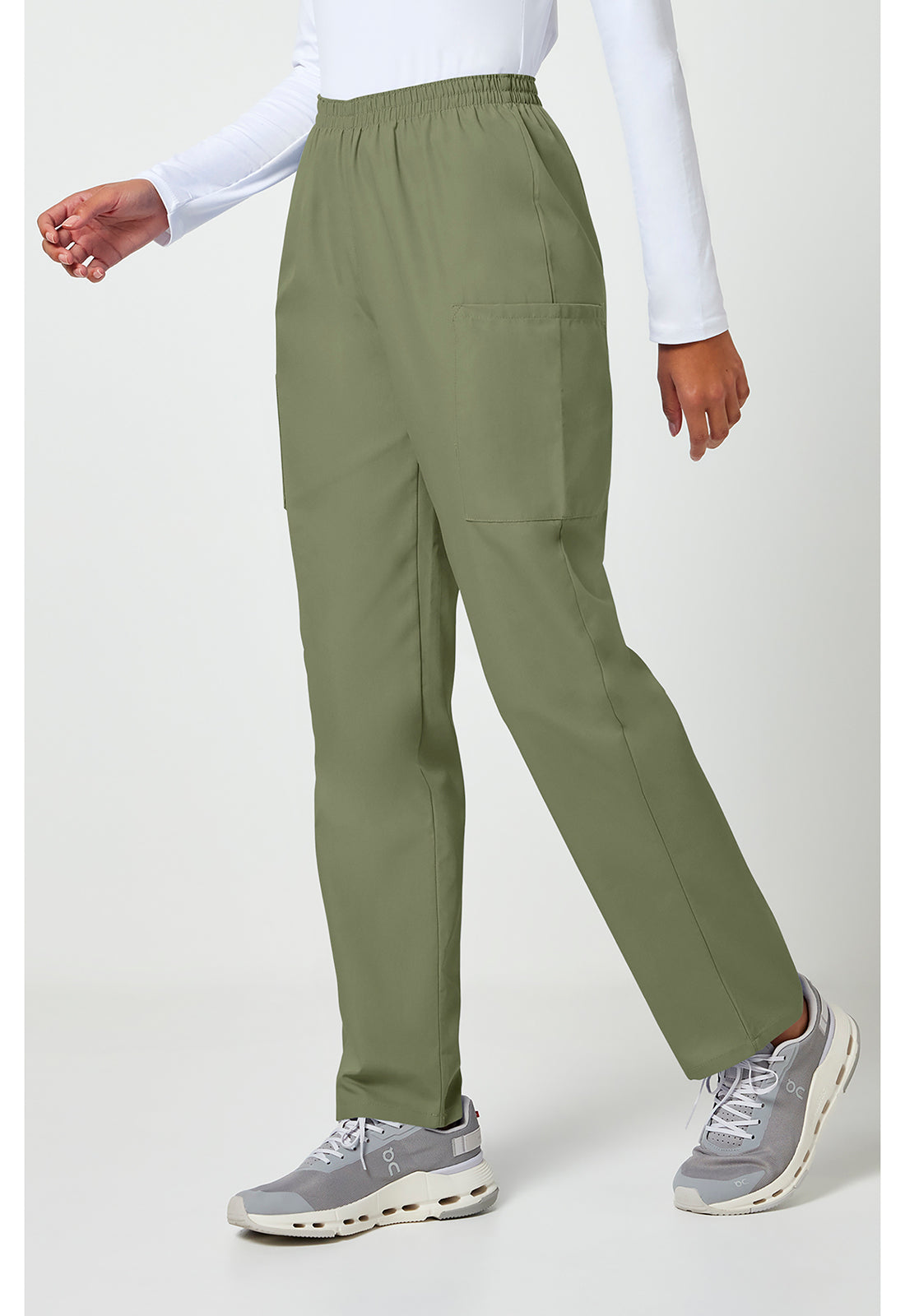 Workwear Originals 4200 Women's Natural Rise Tapered Pull-On Cargo Scrub Pants Olive