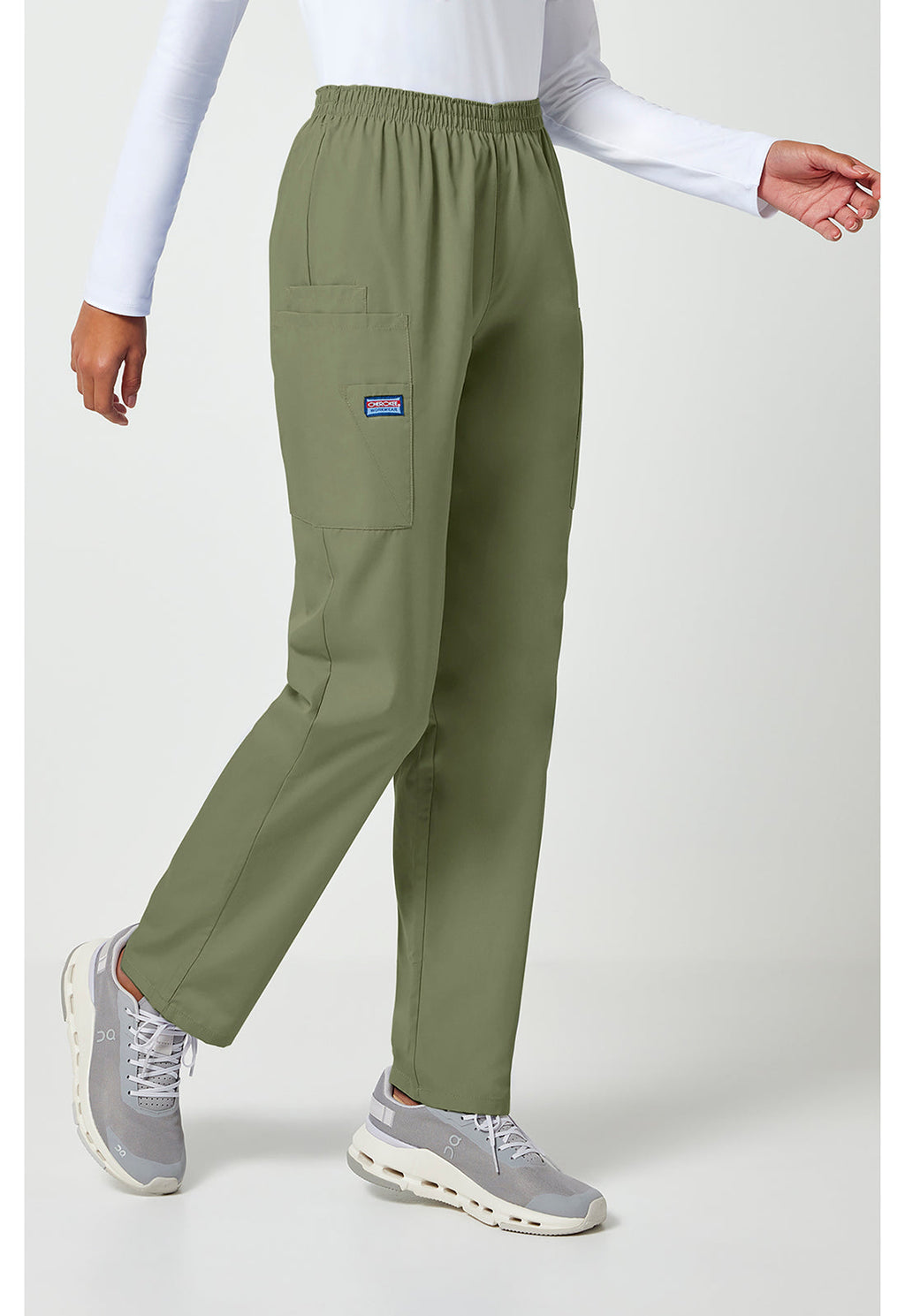 Workwear Originals 4200 Women's Natural Rise Tapered Pull-On Cargo Scrub Pants Olive