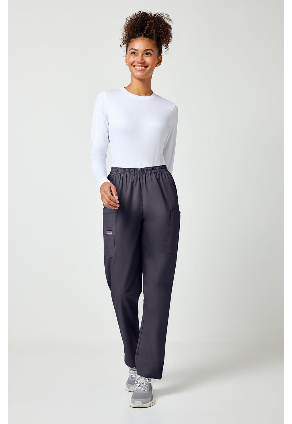 Workwear Originals 4200 Women's Natural Rise Tapered Pull-On Cargo Scrub Pants Pewter