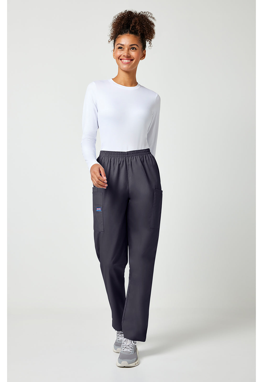 Workwear Originals 4200 Women's Natural Rise Tapered Pull-On Cargo Scrub Pants Pewter