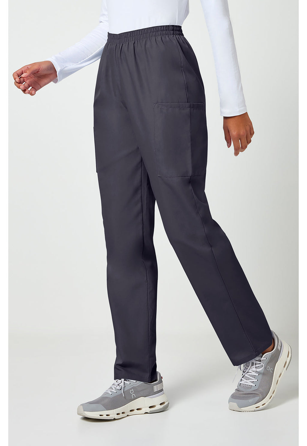 Workwear Originals 4200 Women's Natural Rise Tapered Pull-On Cargo Scrub Pants Pewter