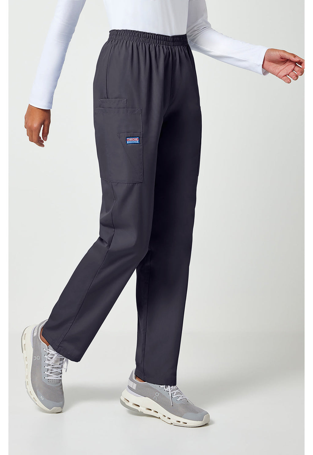 Workwear Originals 4200 Women's Natural Rise Tapered Pull-On Cargo Scrub Pants Pewter