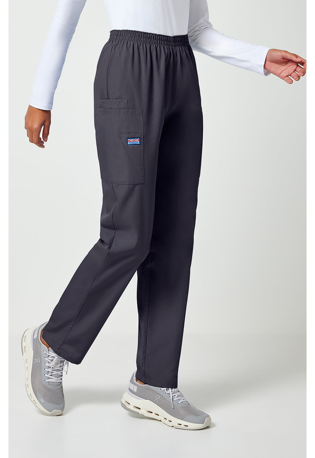 Workwear Originals 4200 Women's Natural Rise Tapered Pull-On Cargo Scrub Pants Pewter