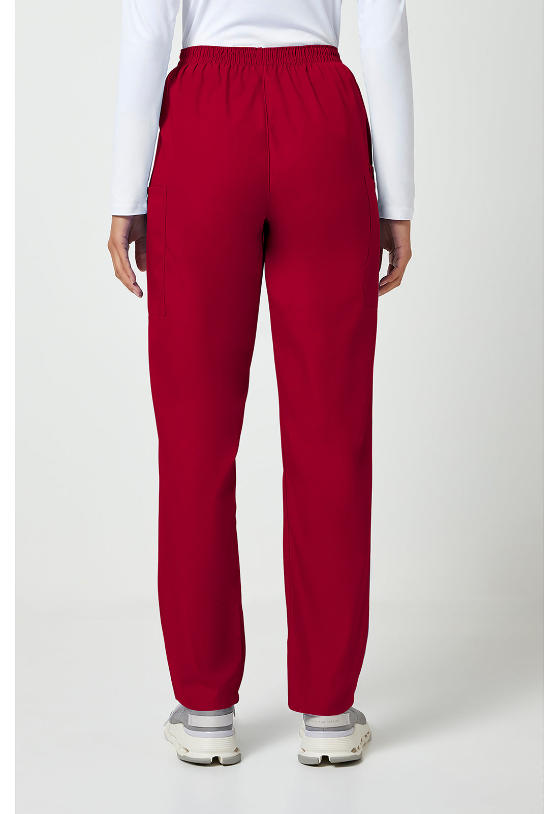 Workwear Originals 4200 Women's Natural Rise Tapered Pull-On Cargo Scrub Pants Red