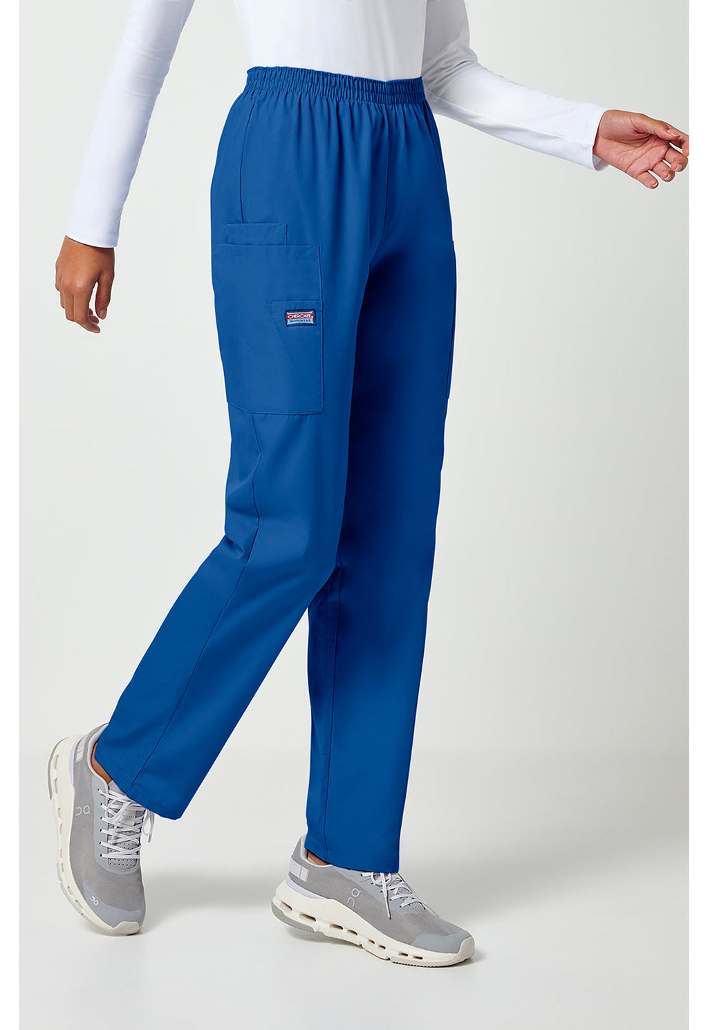 Workwear Originals 4200 Women's Natural Rise Tapered Pull-On Cargo Scrub Pants Royal