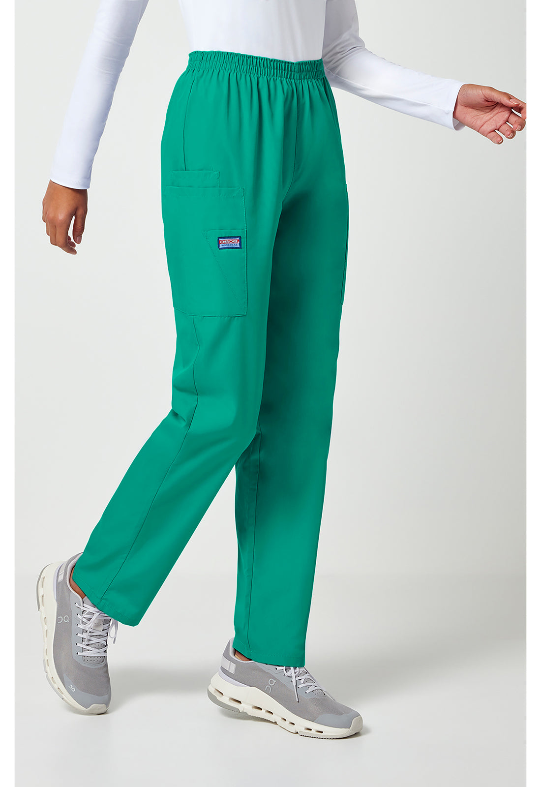 Workwear Originals 4200 Women's Natural Rise Tapered Pull-On Cargo Scrub Pants Surgical Green