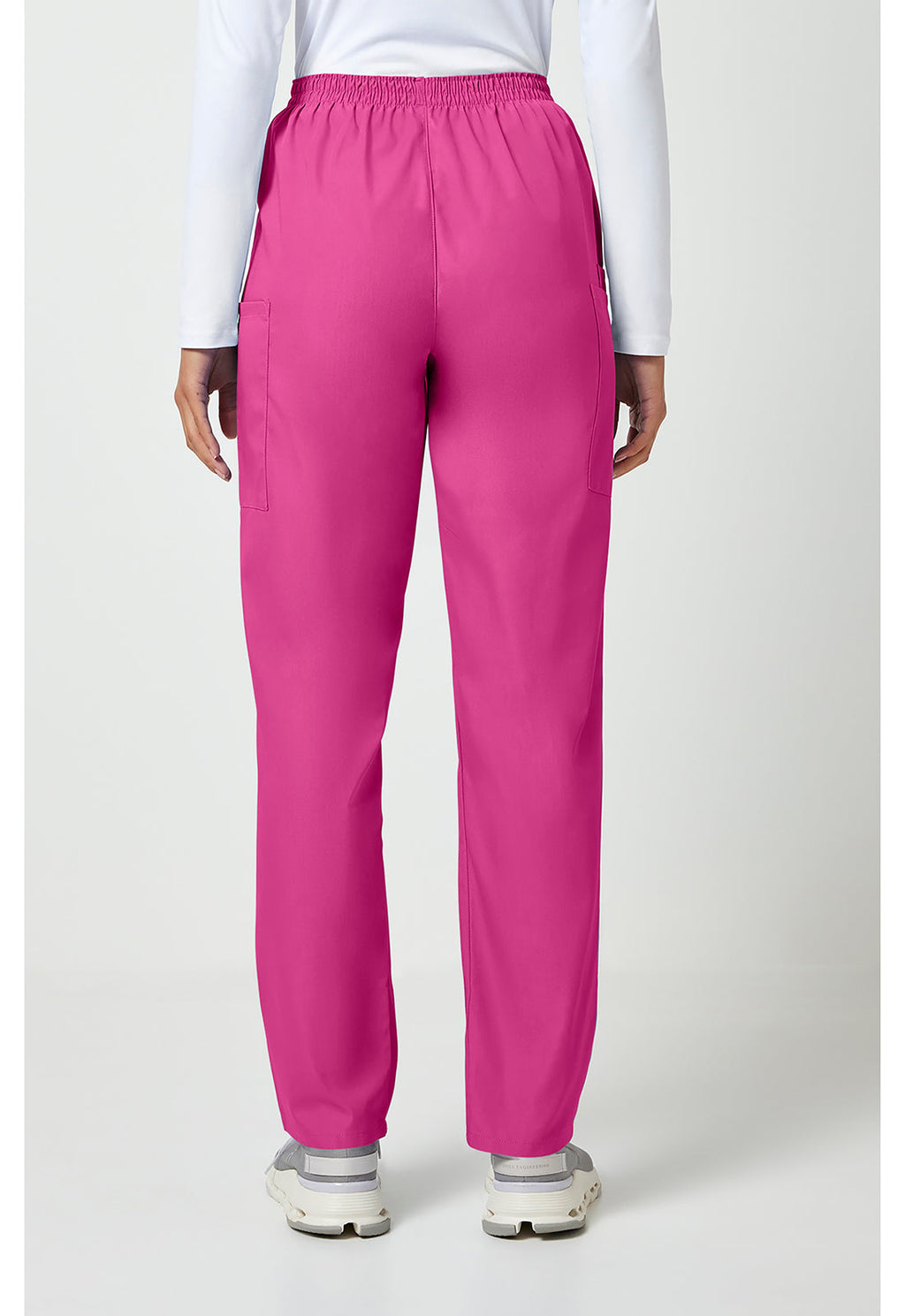 Workwear Originals 4200 Women's Natural Rise Tapered Pull-On Cargo Scrub Pants Shocking Pink