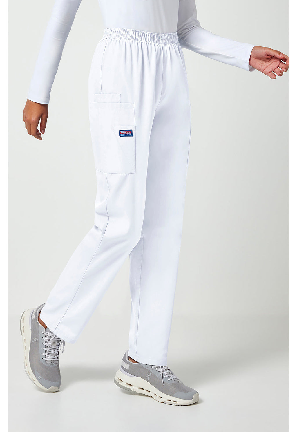 Workwear Originals 4200 Women's Natural Rise Tapered Pull-On Cargo Scrub Pants White
