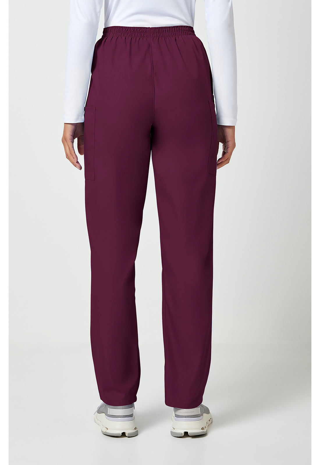 Workwear Originals 4200 Women's Natural Rise Tapered Pull-On Cargo Scrub Pants Wine