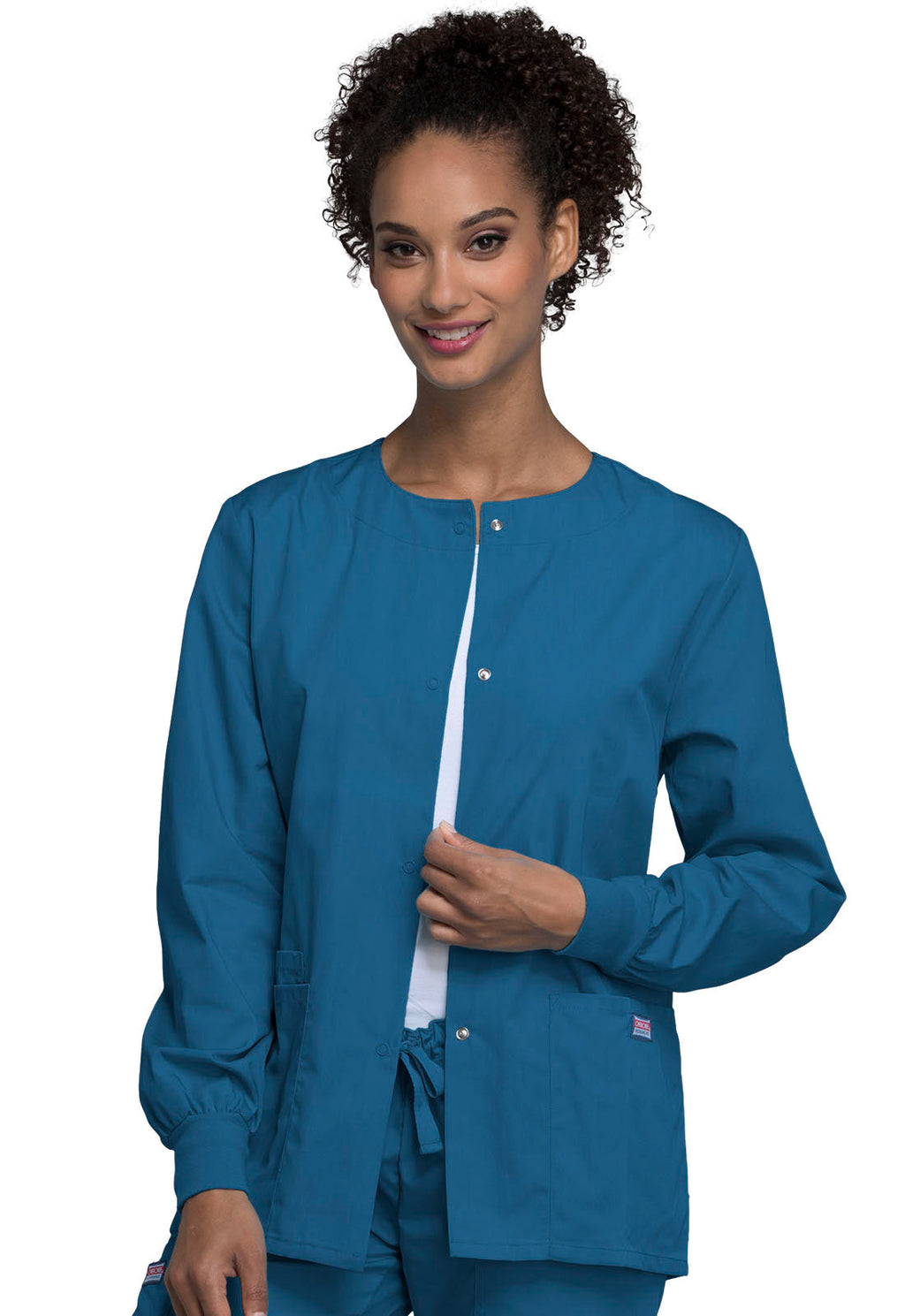 Workwear Originals 4350 Women's Snap Front Warm-Up Jacket Caribbean Blue